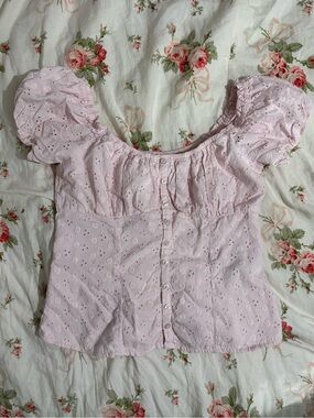 Hollister Baby Pink Puff-Sleeve Top